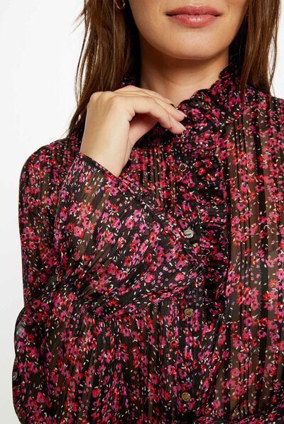Chemise manches longues imprimé floral multico femme