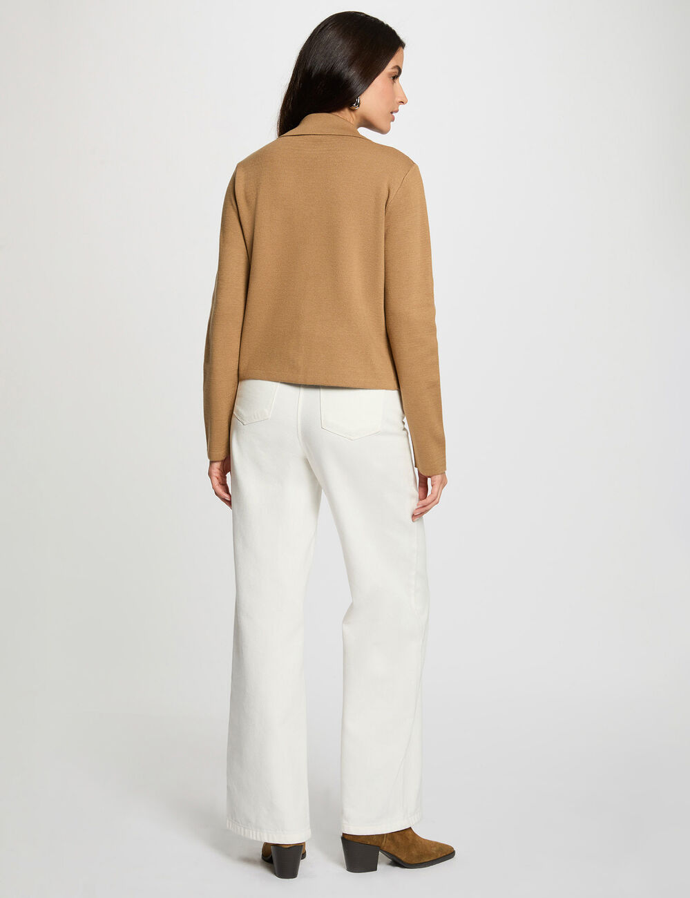 Gilet manches longues camel femme