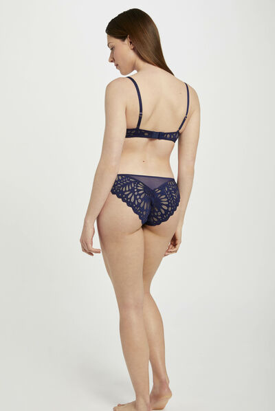 Slip en dentelle marine femme