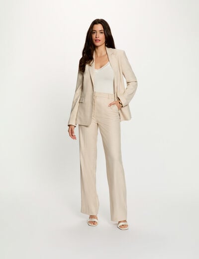 Blazer col tailleur beige femme