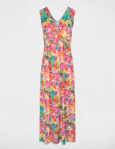 Robe longue d&eacute;collet&eacute; multicolore femme