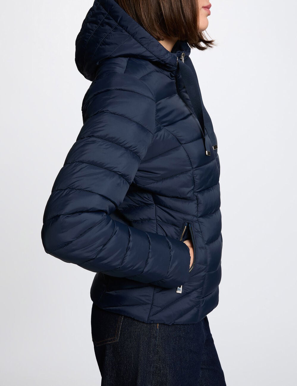 Doudoune col montant bleu marine femme
