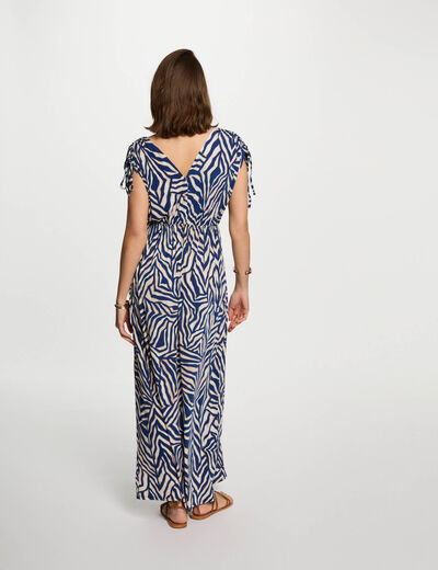 Robe longue droite imprimée multicolore femme