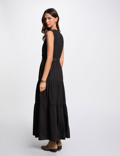 Robe longue droite noir femme