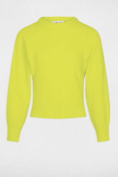 Pull manches longues à col rond anis femme