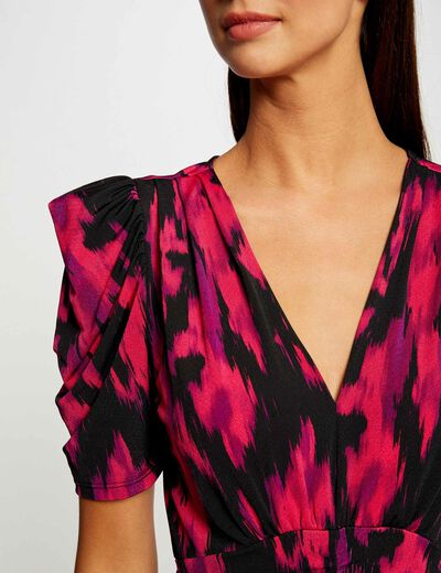 T-shirt manches courtes imprimé abstrait multico femme