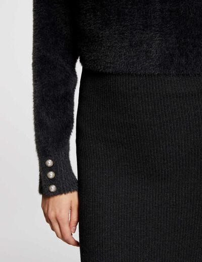 Robe tricot midi ajust&eacute;e 2-en-1 gris fonc&eacute; femme