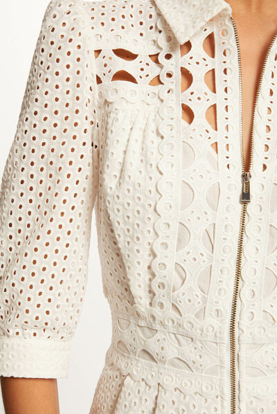 Combinaison droite broderie anglaise ecru femme