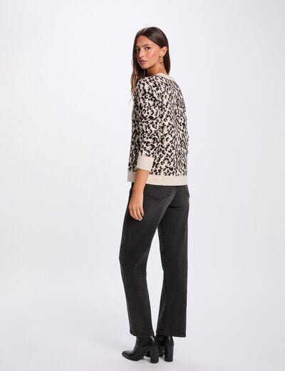 Pull &eacute;pais col rond multicolore femme