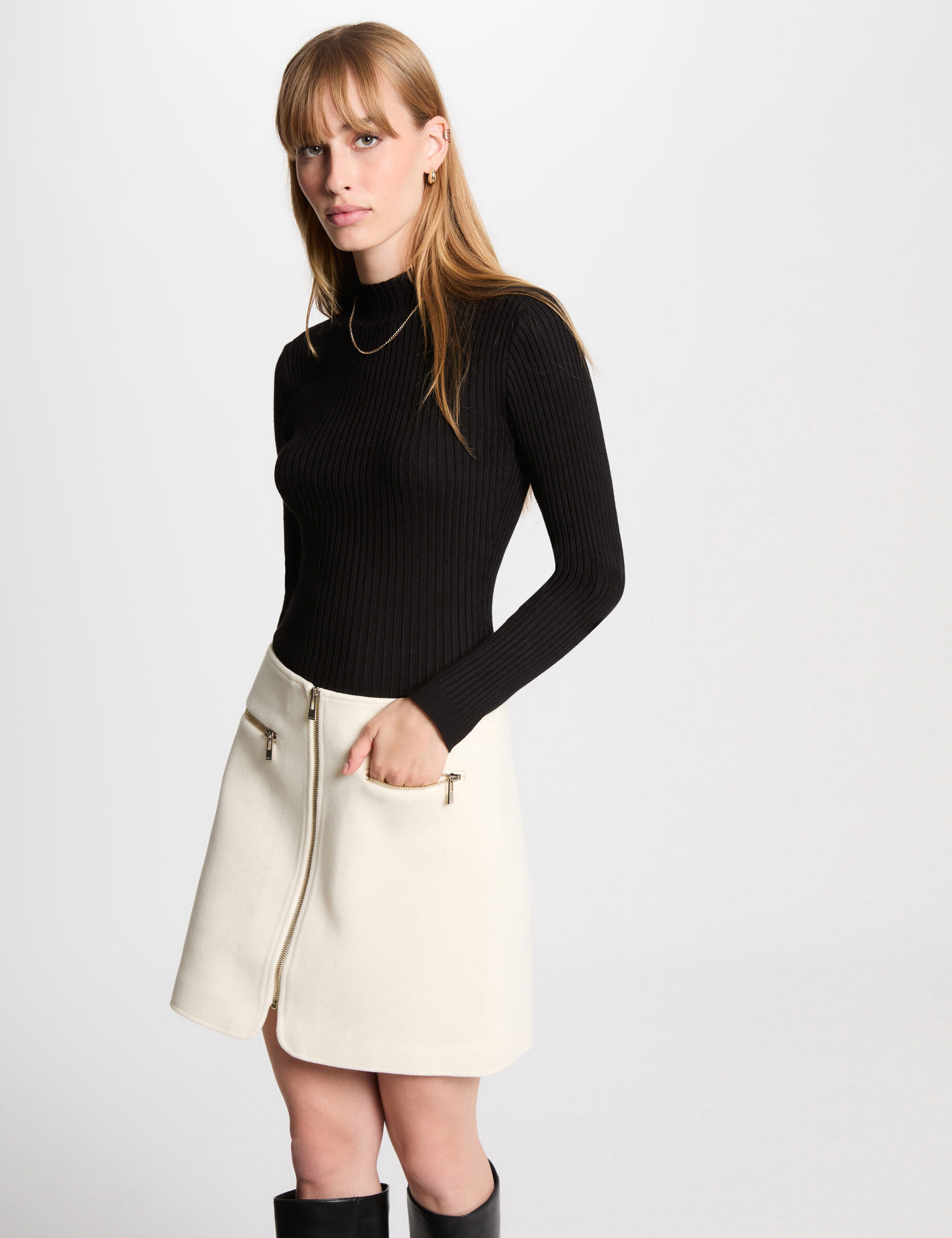 Pull col montant dos dentelle - Morgan - Modalova