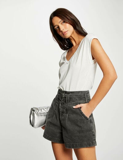 T-shirt manches courtes ivoire femme