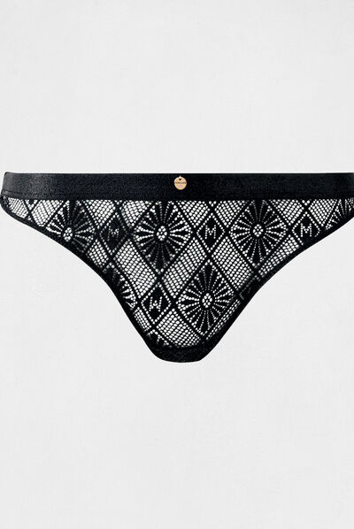 Slip en dentelle noir femme