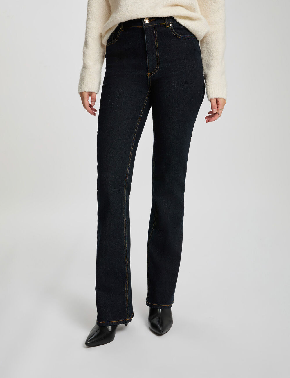 Jean bootcut taille haute denim brut femme