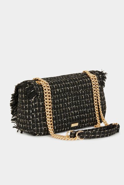 Sac pochette avec franges noir femme