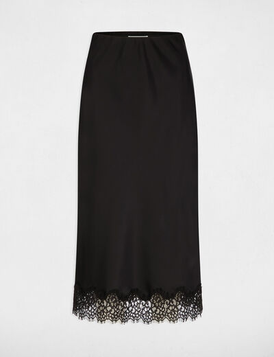 Jupe longue dentelle noir femme