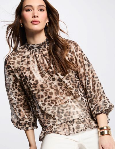 Blouse manches 3/4 imprimée multicolore femme