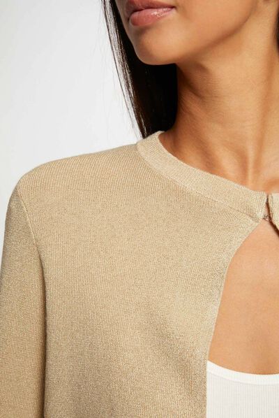 Gilet manches longues à col rond dore femme