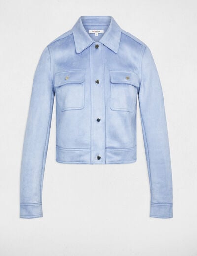 Blouson ajust&eacute; su&eacute;dine bleu lavande femme