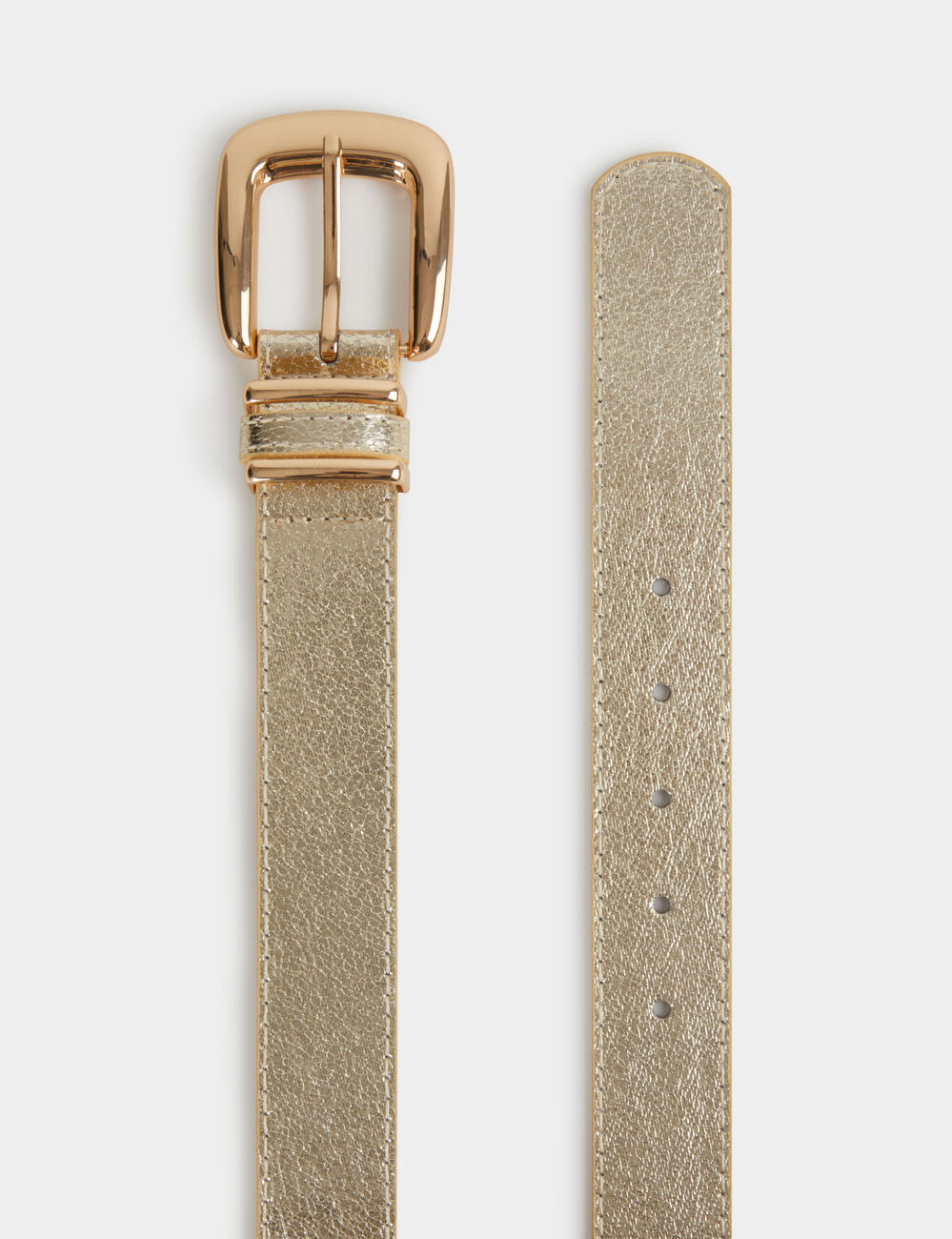 Ceinture fine similicuir jaune or femme