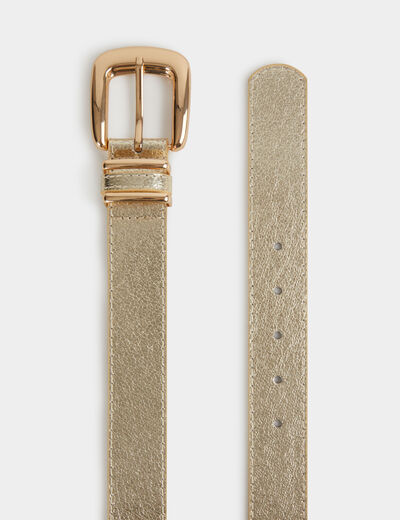 Ceinture fine similicuir jaune or femme
