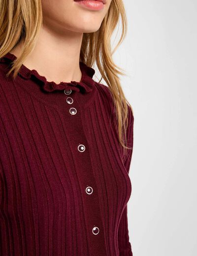 Pull col montant ajust&eacute; prune femme