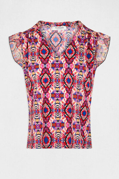 T-shirt manches courtes imprimé multico femme