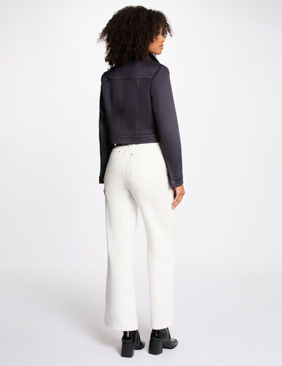 Veste courte su&eacute;dine bleu marine femme