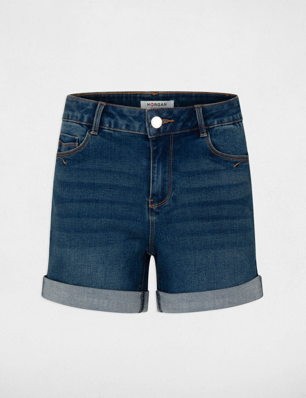 Short droit en jean denim stone femme