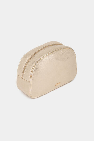 Trousse de maquillage matelassée dore femme