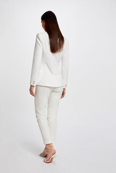 Pantalon ajusté 7/8ème à pinces ecru femme
