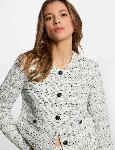Veste droite col rond ivoire femme