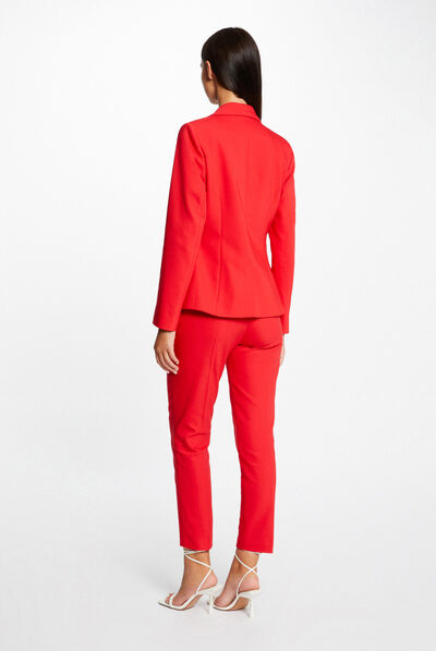 Veste city cintrée avec boucle rouge femme