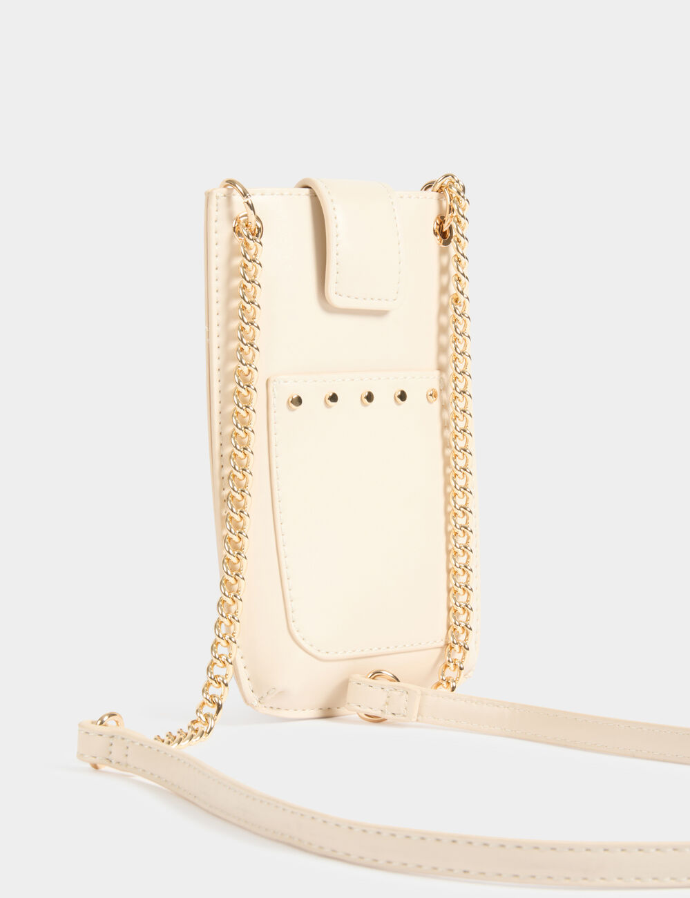 Pochette téléphone à clous ivoire femme