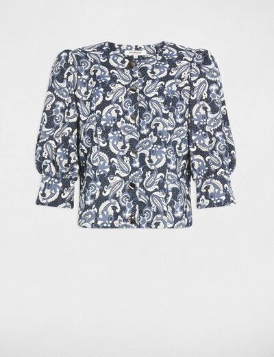 Veste manches bouffantes bleu femme