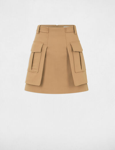 Jupe courte poches côtés beige femme
