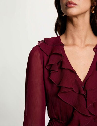 Robe longue fluide bordeaux femme