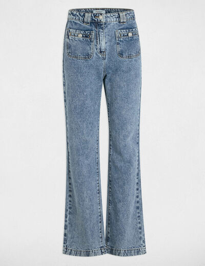 Jeans large denim double stone femme