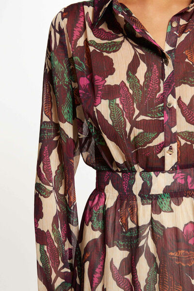 Robe trapèze imprimé végétal multico femme