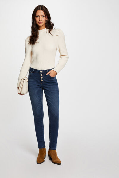 Jeans skinny boutonné jean stone femme
