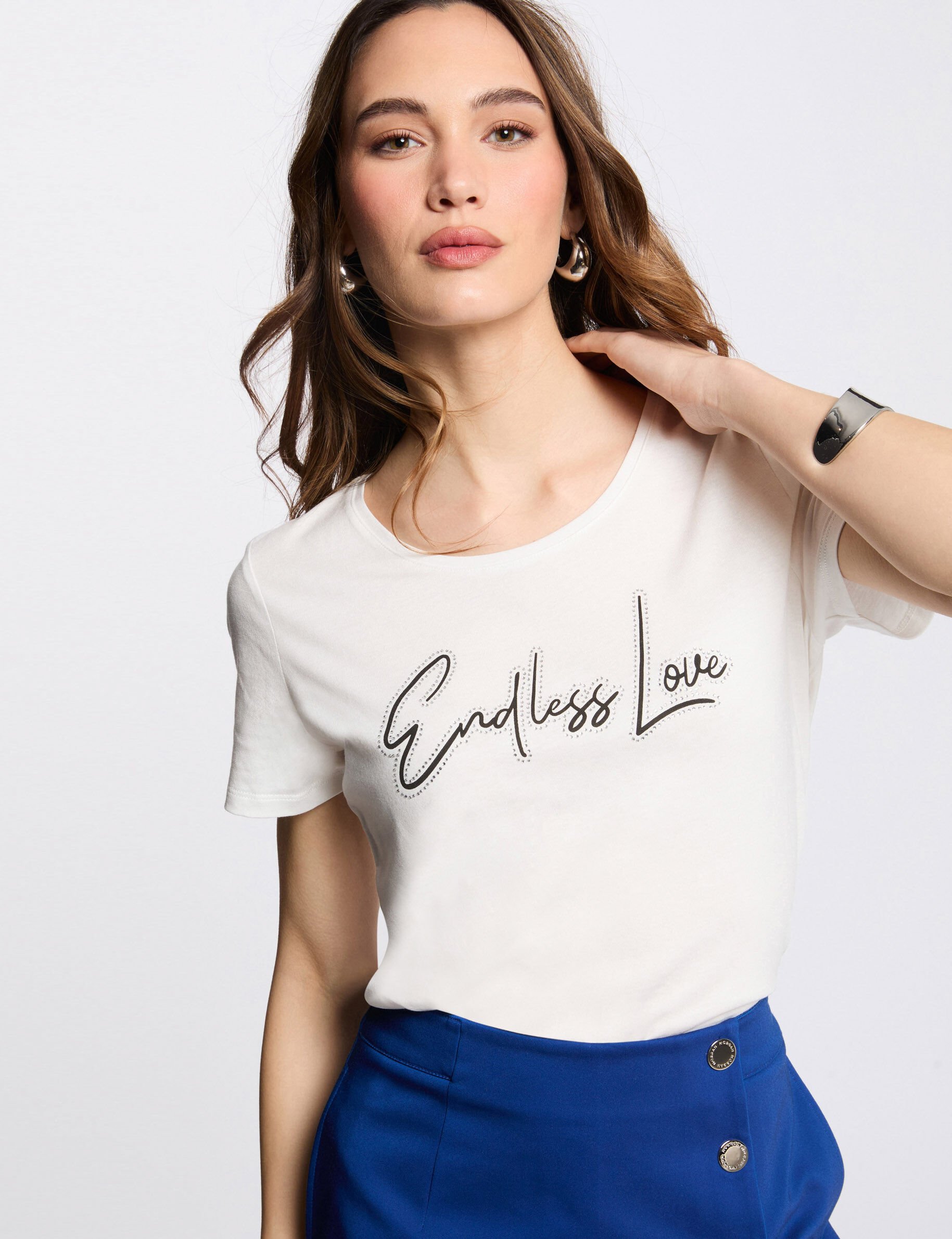 T-shirt à inscription blanc femme
