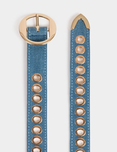 Ceinture en jean et oeillets denim stone femme