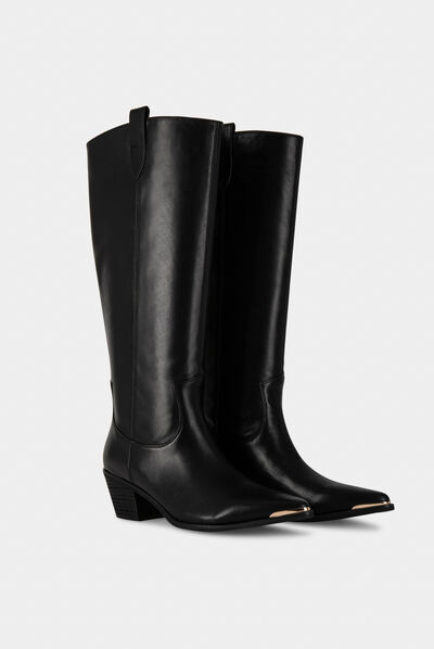 Bottes hautes à talons noir femme
