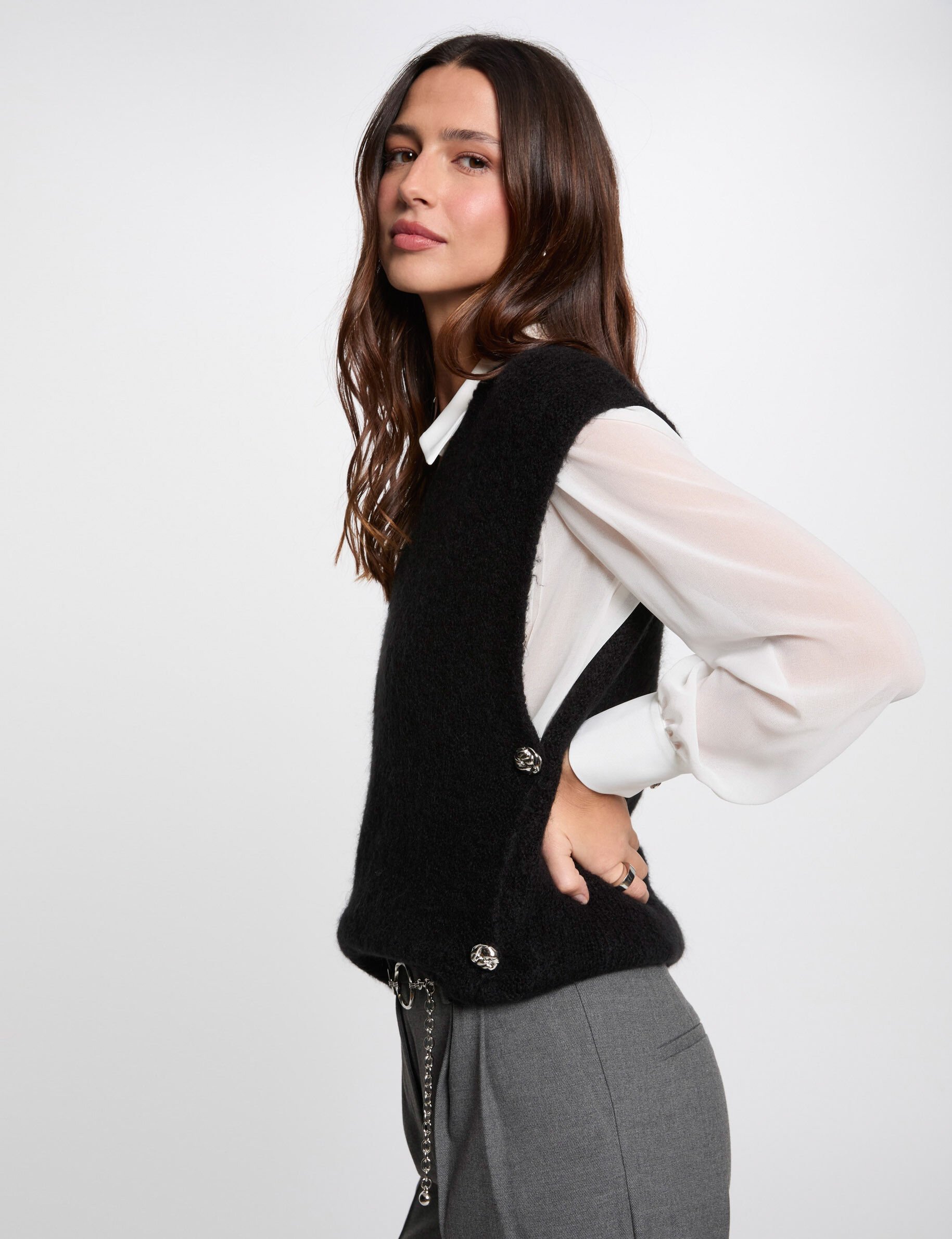 Pull sans manches noir femme - Morgan - Modalova