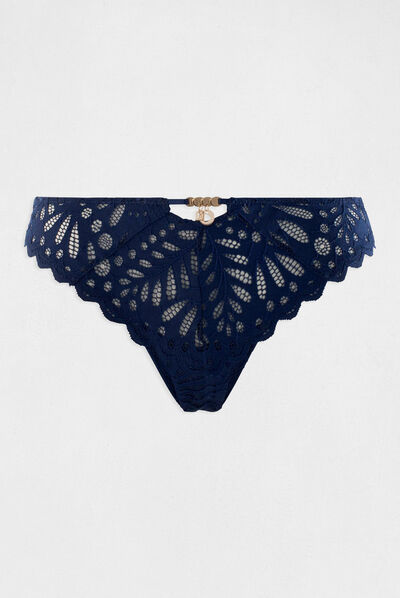 Slip en dentelle marine femme