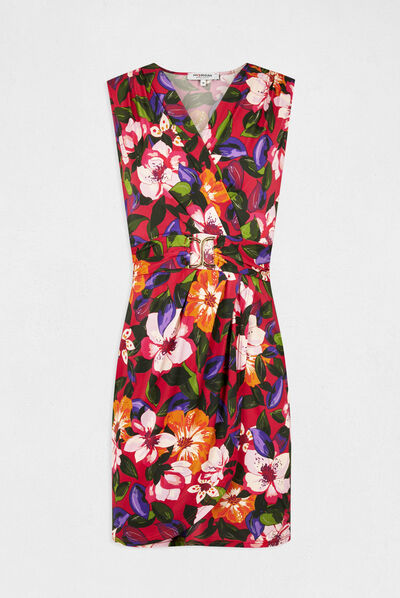 Robe ajustée drapée imprimé floral multico femme