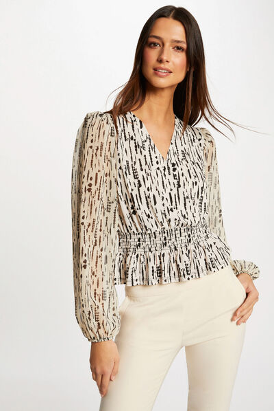 T-shirt manches longues imprimé abstrait multico femme