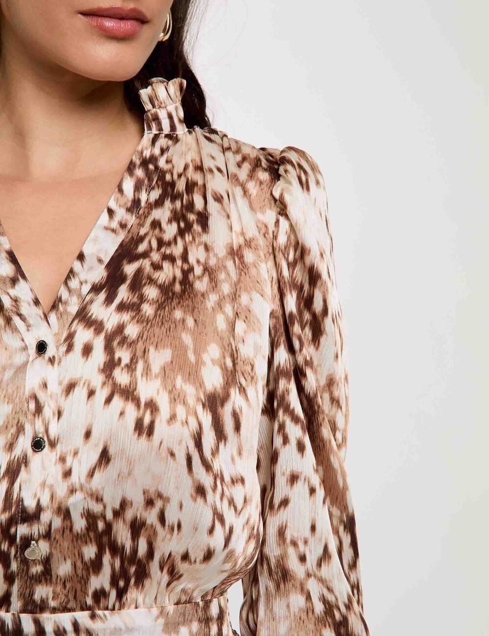 Robe courte manches bouffantes multicolore femme