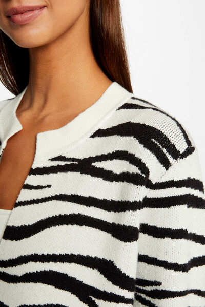 Gilet long imprimé zèbre noir femme