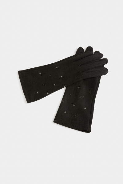 Gants avec strass noir femme