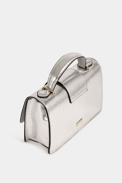 Sac cartable métallisé argente femme